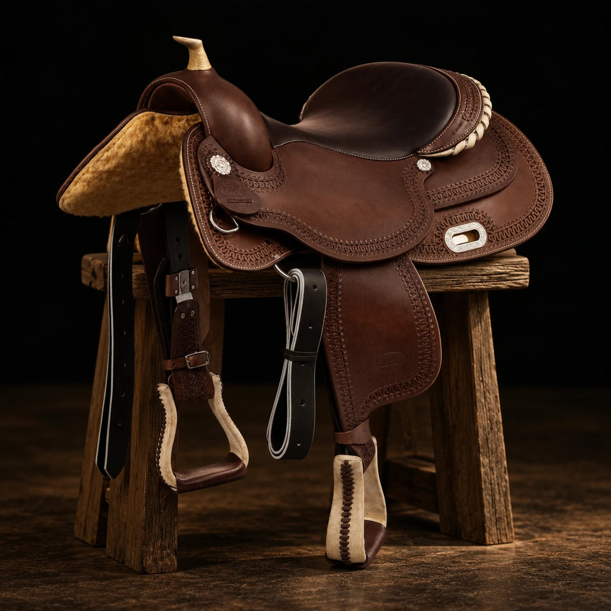 Selle de reining Pool's Rawhide 2020 – vue d'ensemble (photo d'atelier)