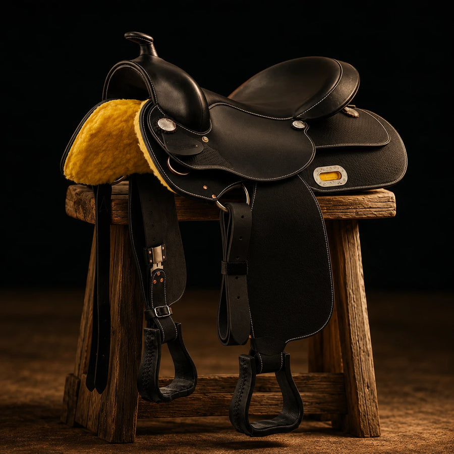 Selle western trail Lakota JJ – vue d'ensemble (photo d'atelier)