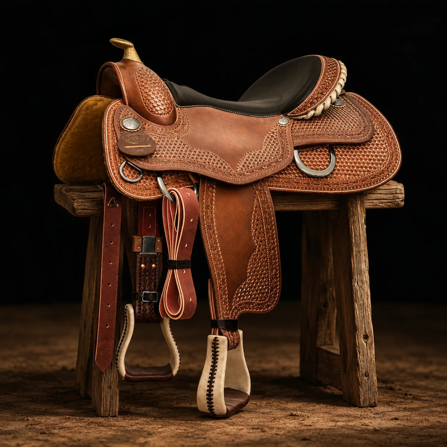 Selle de reining Pool's Butterfly 2040 – vue d'ensemble (photo d'atelier)